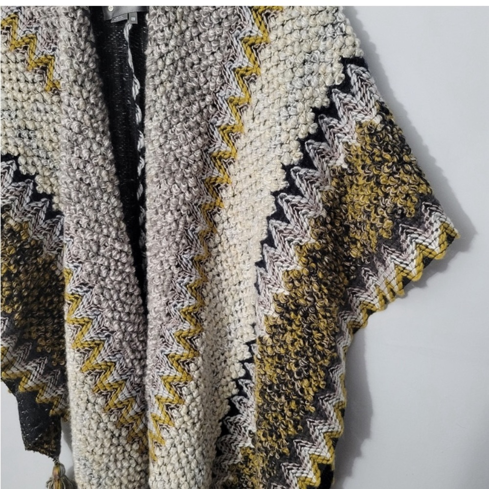 Anthropologie Boho Oversized Knit Open Front Tassel Poncho